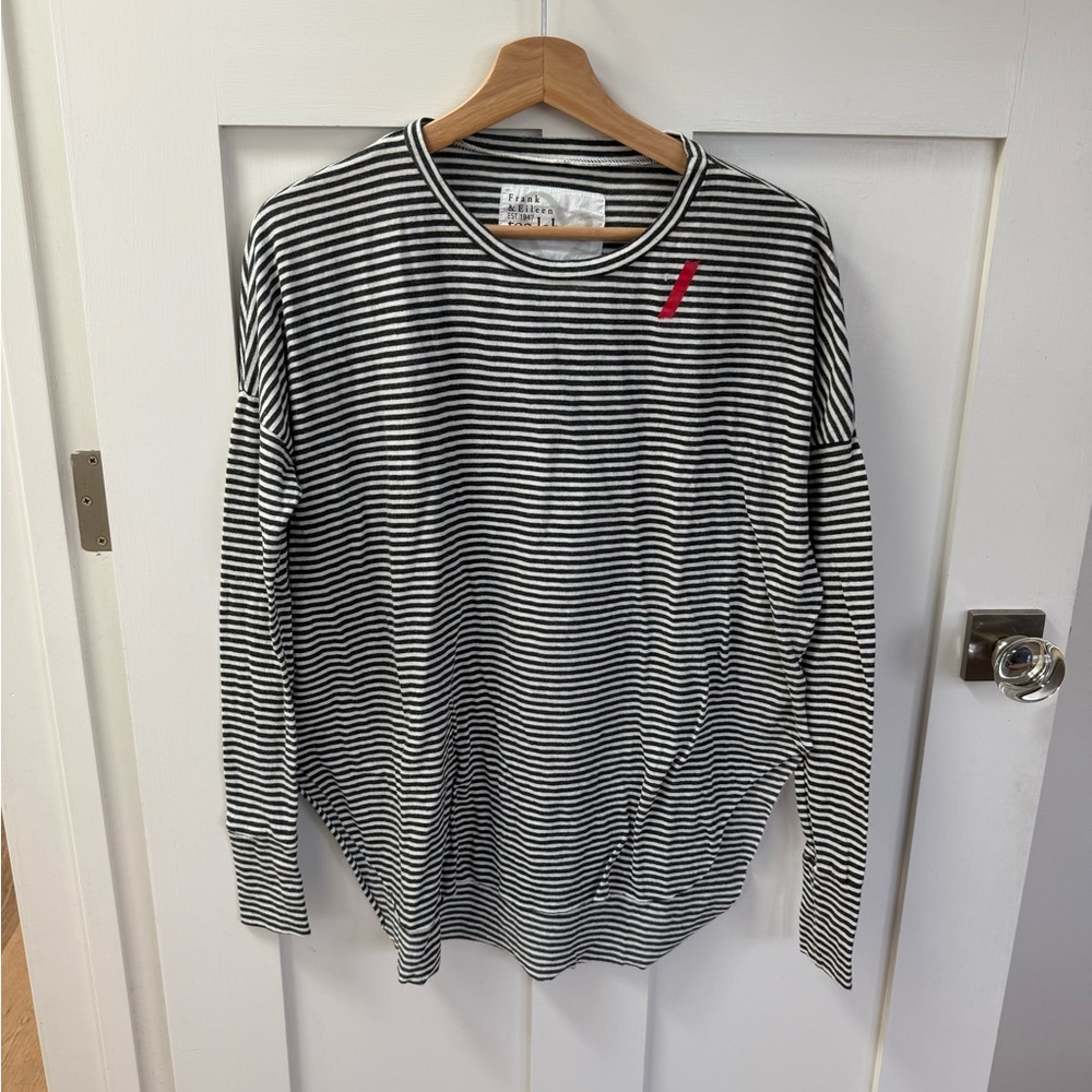 Frank & Eileen long sleeve shirt tee lab xs white gray stripe NWOT